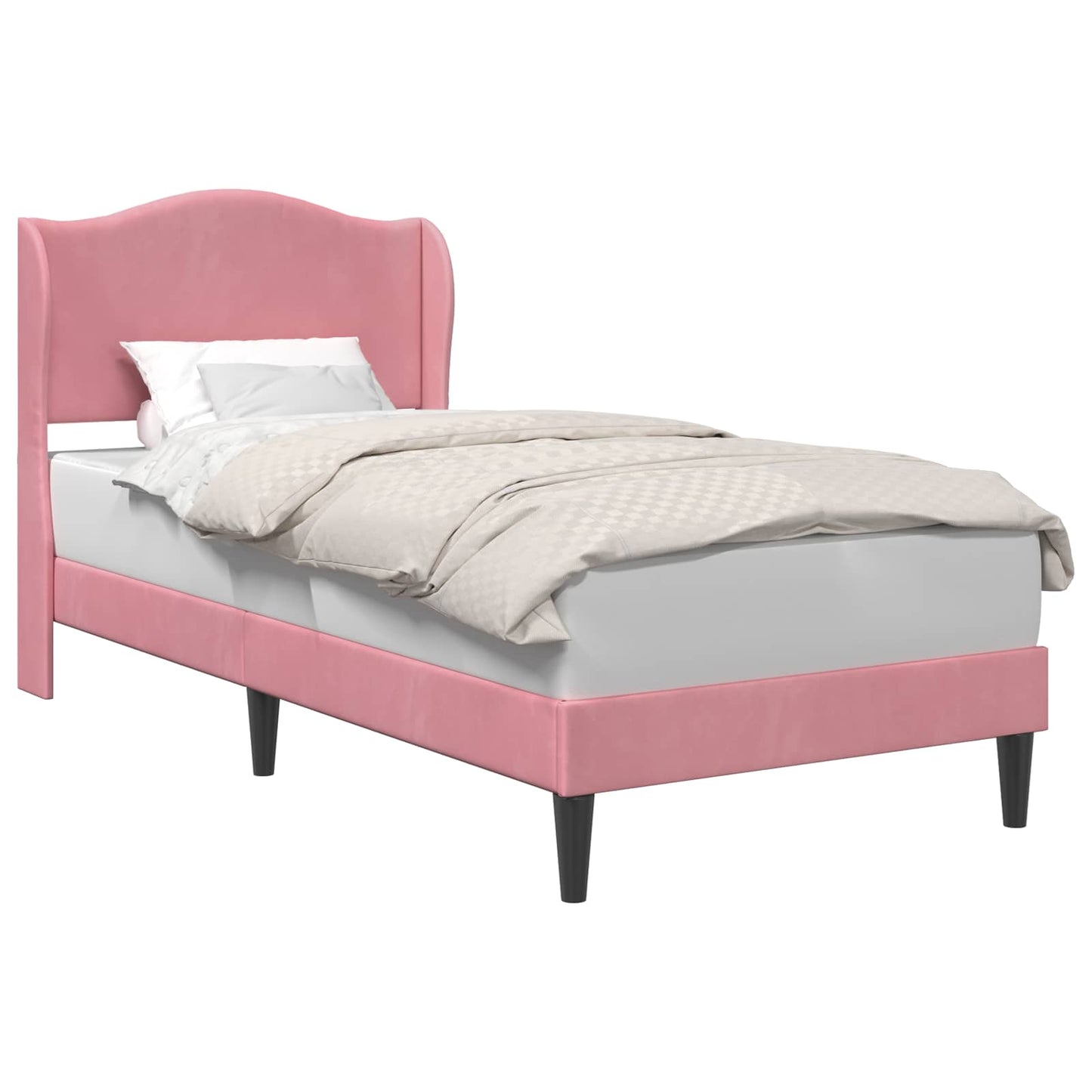 Struttura del letto con testiera Rosa 90 x 200 cm Velluto | homemem39