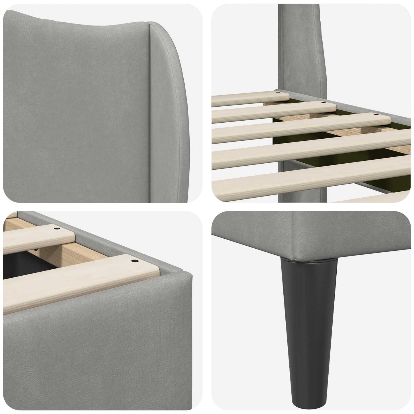 Struttura del letto Grigio Chiaro 100 x 200 cm Velluto | homemem39