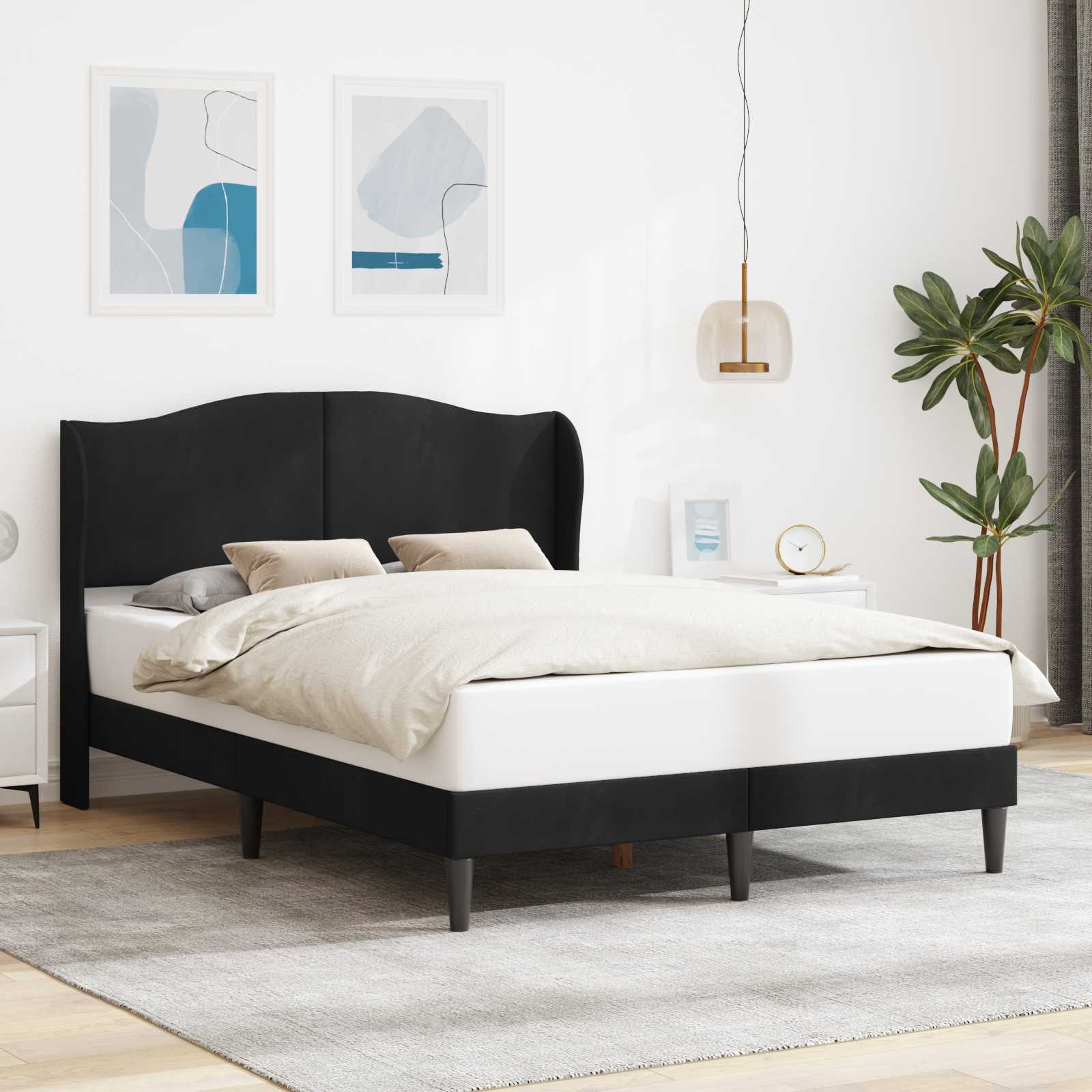 Struttura del letto con testiera Nero 120 x 200 cm Velluto | homemem39