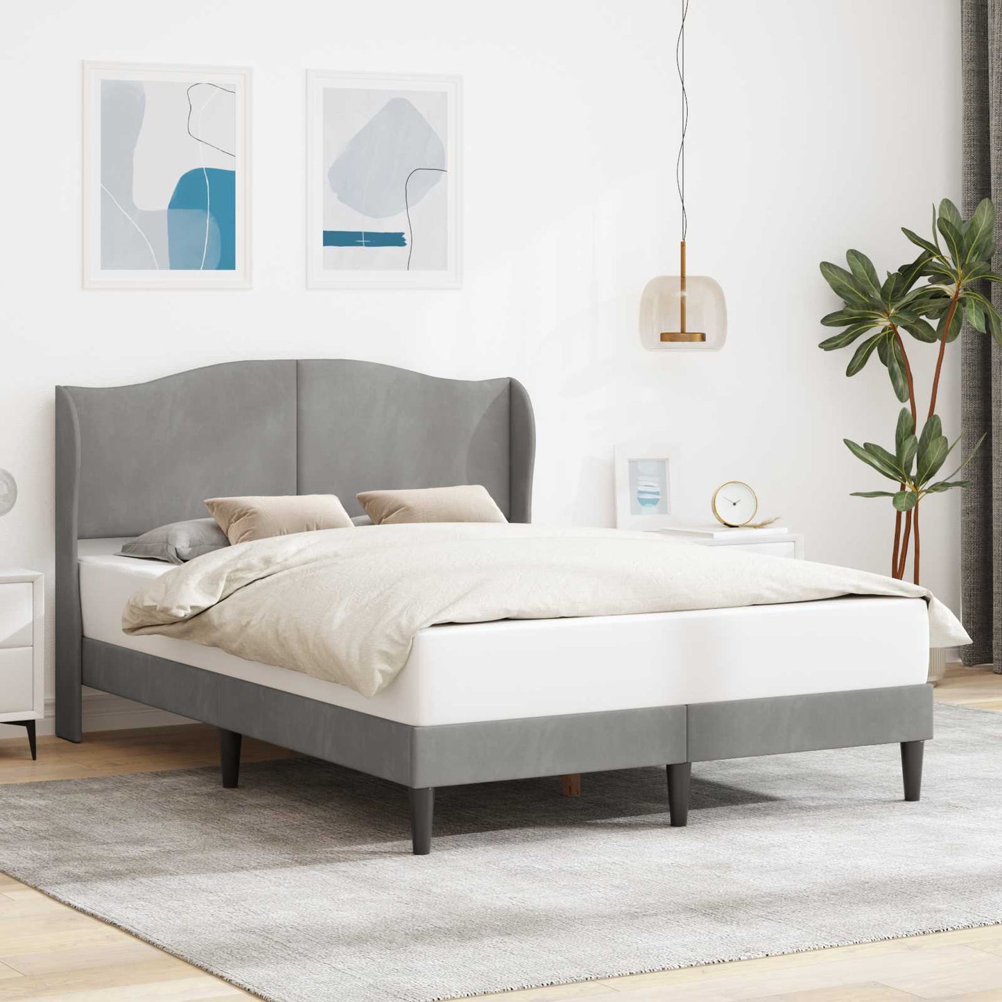 Struttura del letto Grigio Chiaro 140 x 190 cm Velluto | homemem39