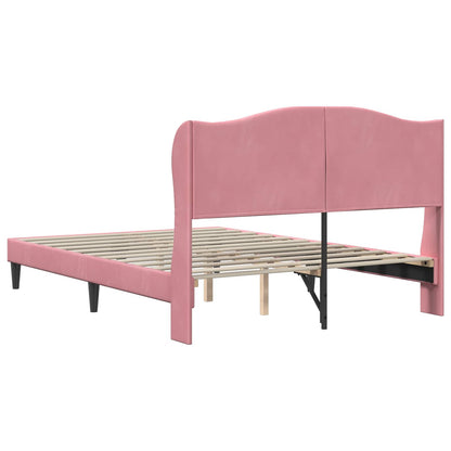 Struttura del letto con testiera Rosa 140 x 190 cm Velluto | homemem39
