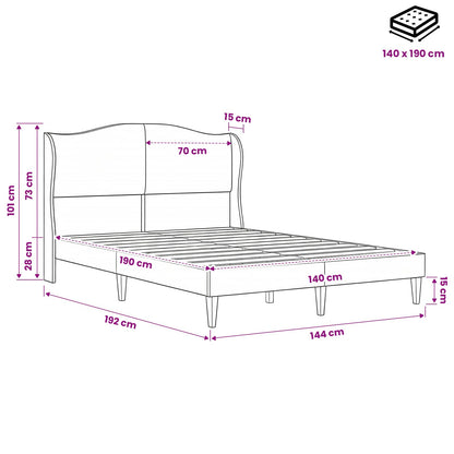 Struttura del letto con testiera Rosa 140 x 190 cm Velluto | homemem39