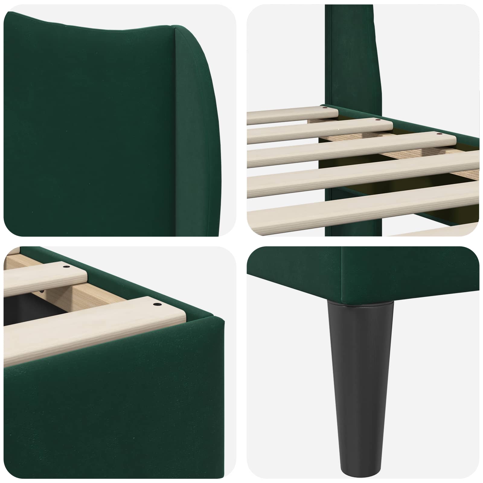 Struttura del letto Verde Scuro 160 x 200 cm Velluto | homemem39