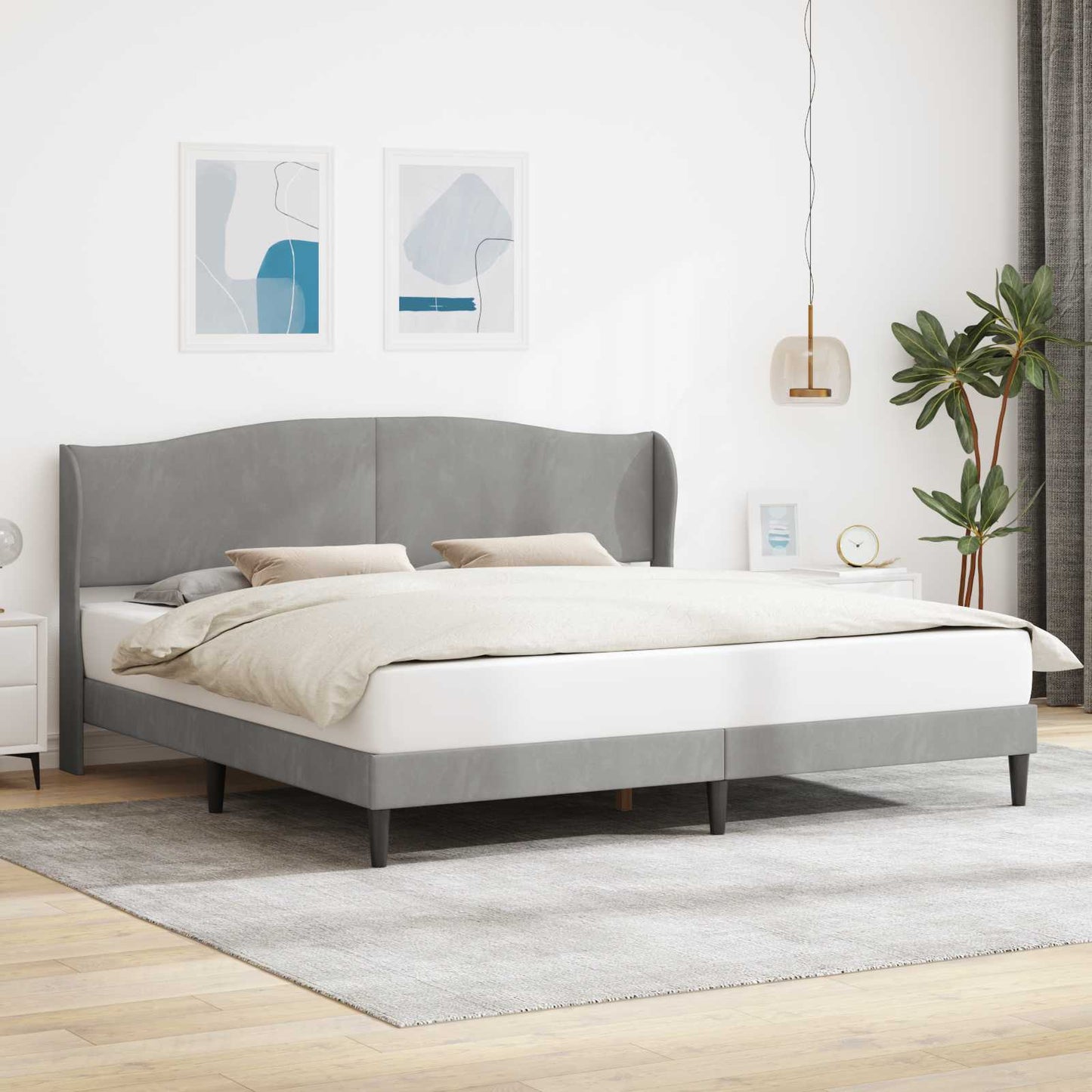 Struttura del letto Grigio Chiaro 180 x 200 cm Velluto | homemem39