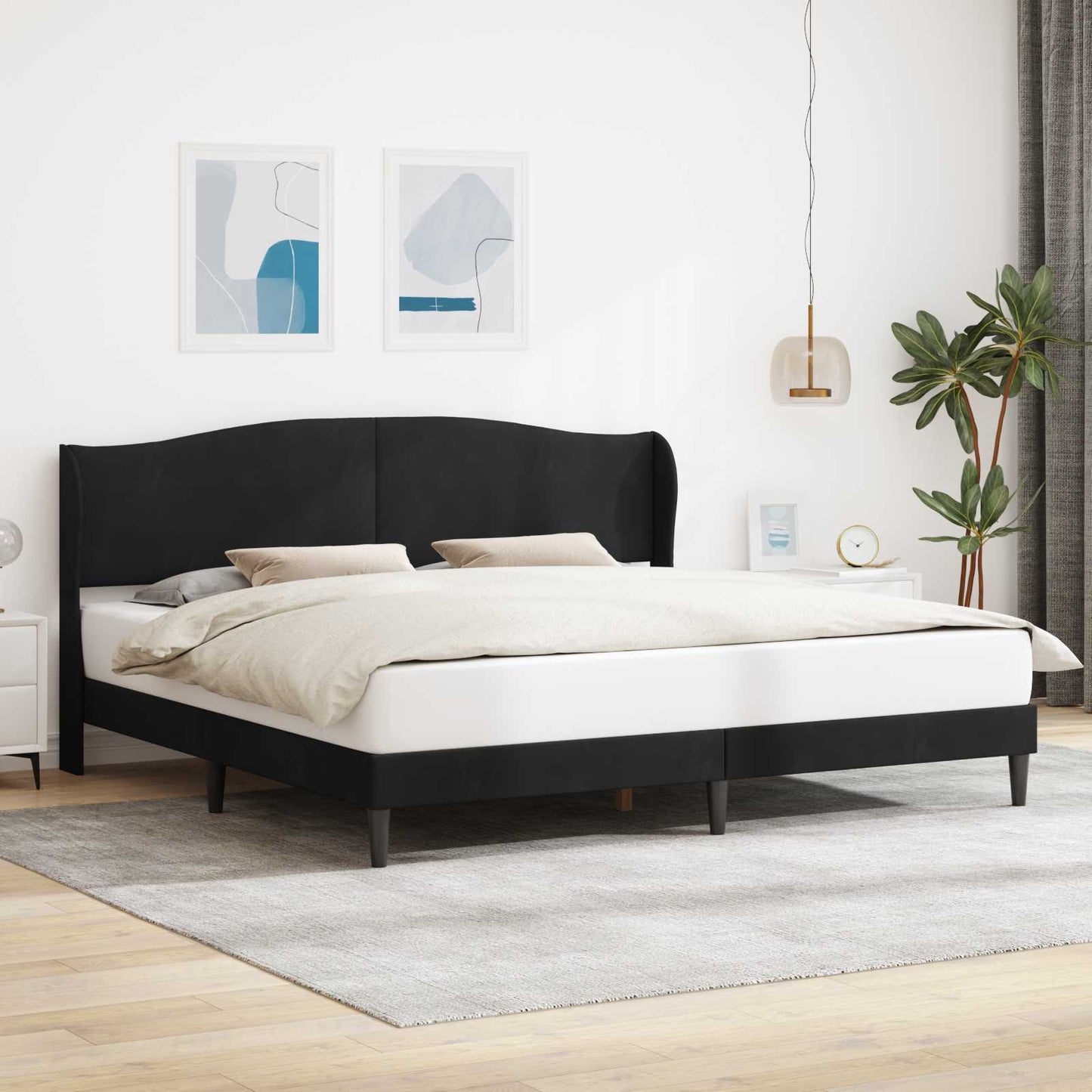 Struttura del letto con testiera Nero 180 x 200 cm Velluto | homemem39