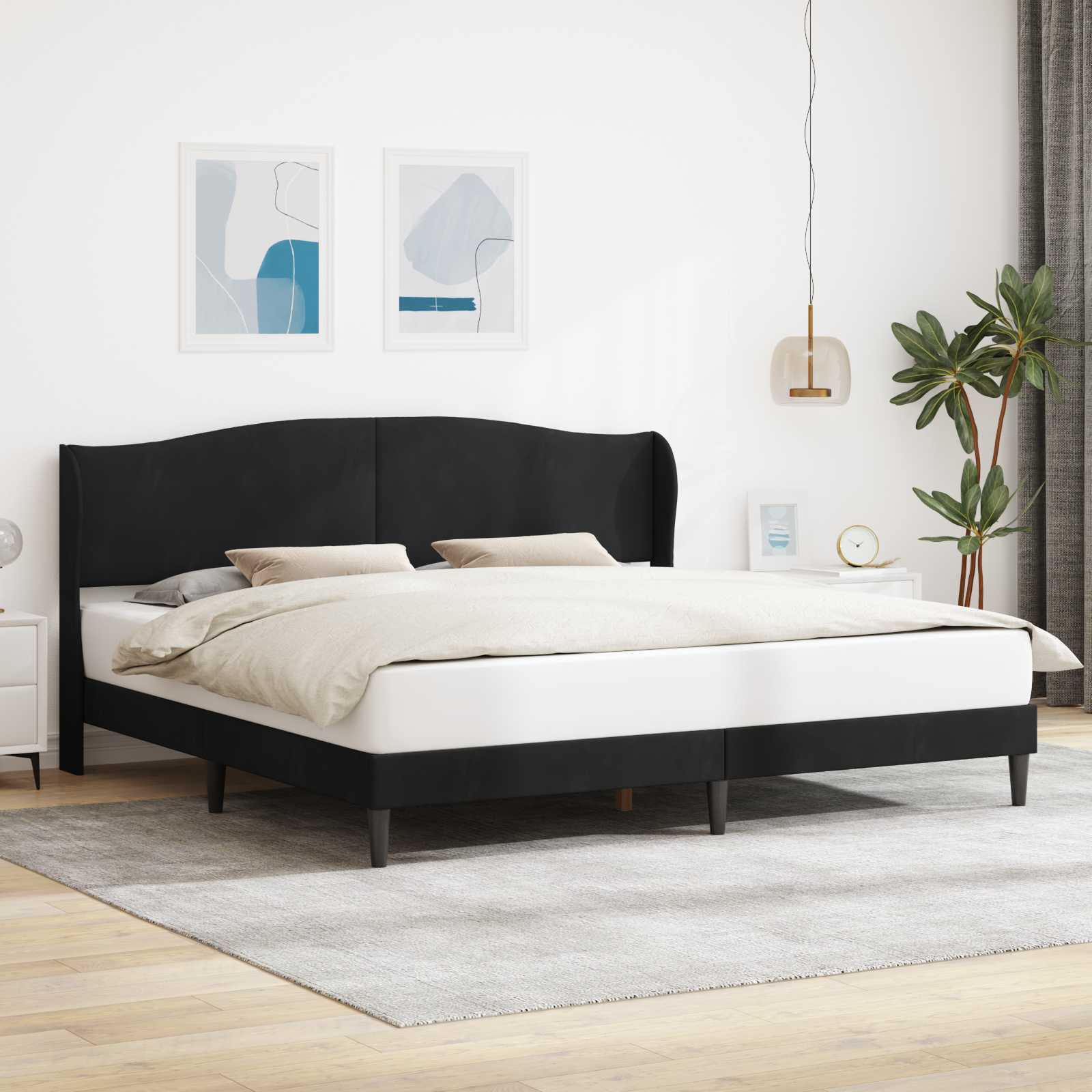 Struttura del letto con testiera Nero 180 x 200 cm Velluto | homemem39