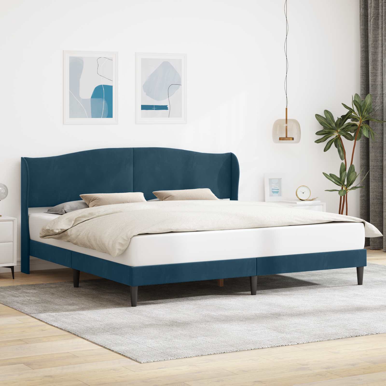 Struttura del letto con testiera Blu 180 x 200 cm Velluto | homemem39