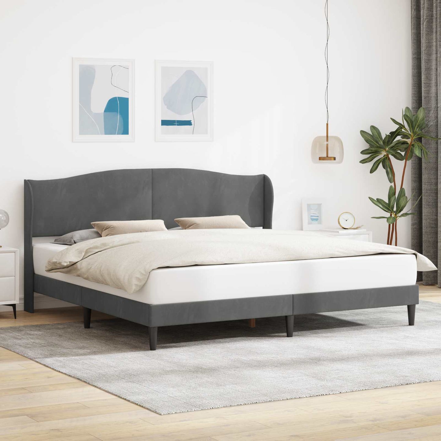 Struttura del letto Grigio Scuro 200 x 200 cm Velluto | homemem39