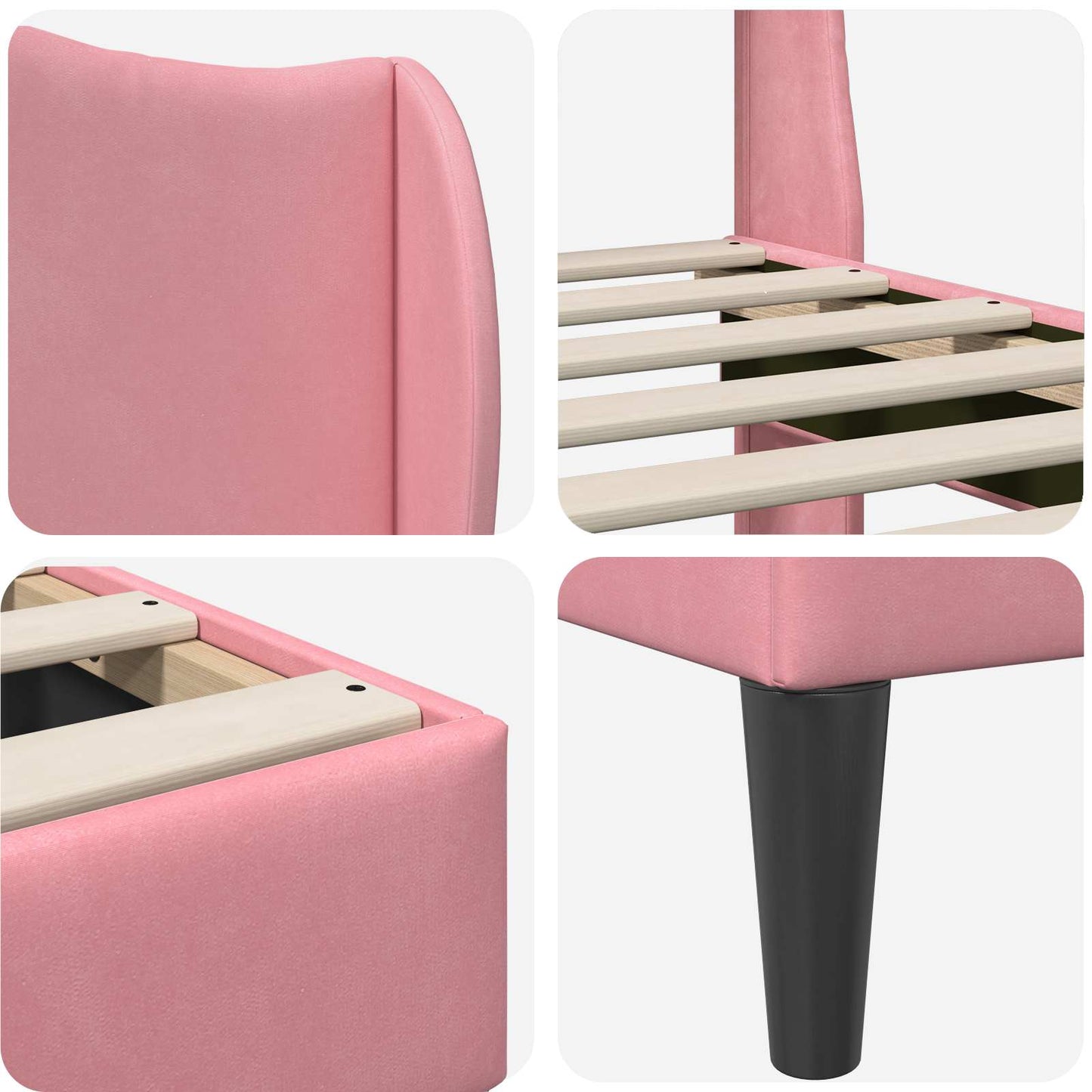 Struttura del letto con testiera Rosa 200 x 200 cm Velluto | homemem39
