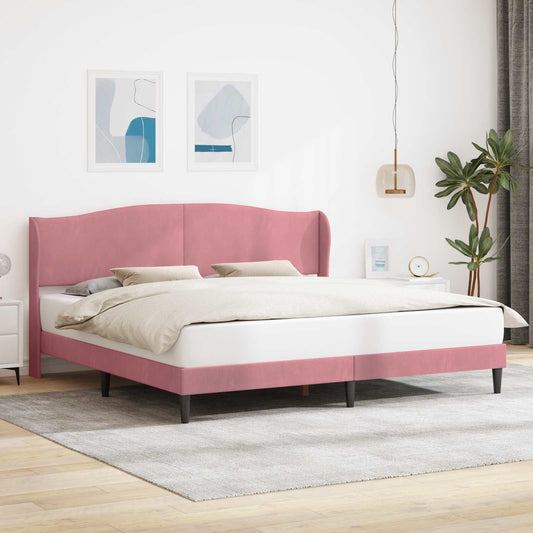 Struttura del letto con testiera Rosa 200 x 200 cm Velluto | homemem39