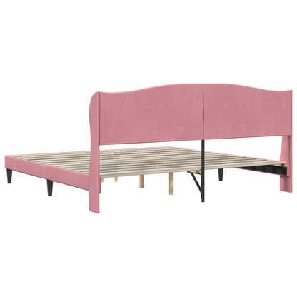Struttura del letto con testiera Rosa 200 x 200 cm Velluto | homemem39