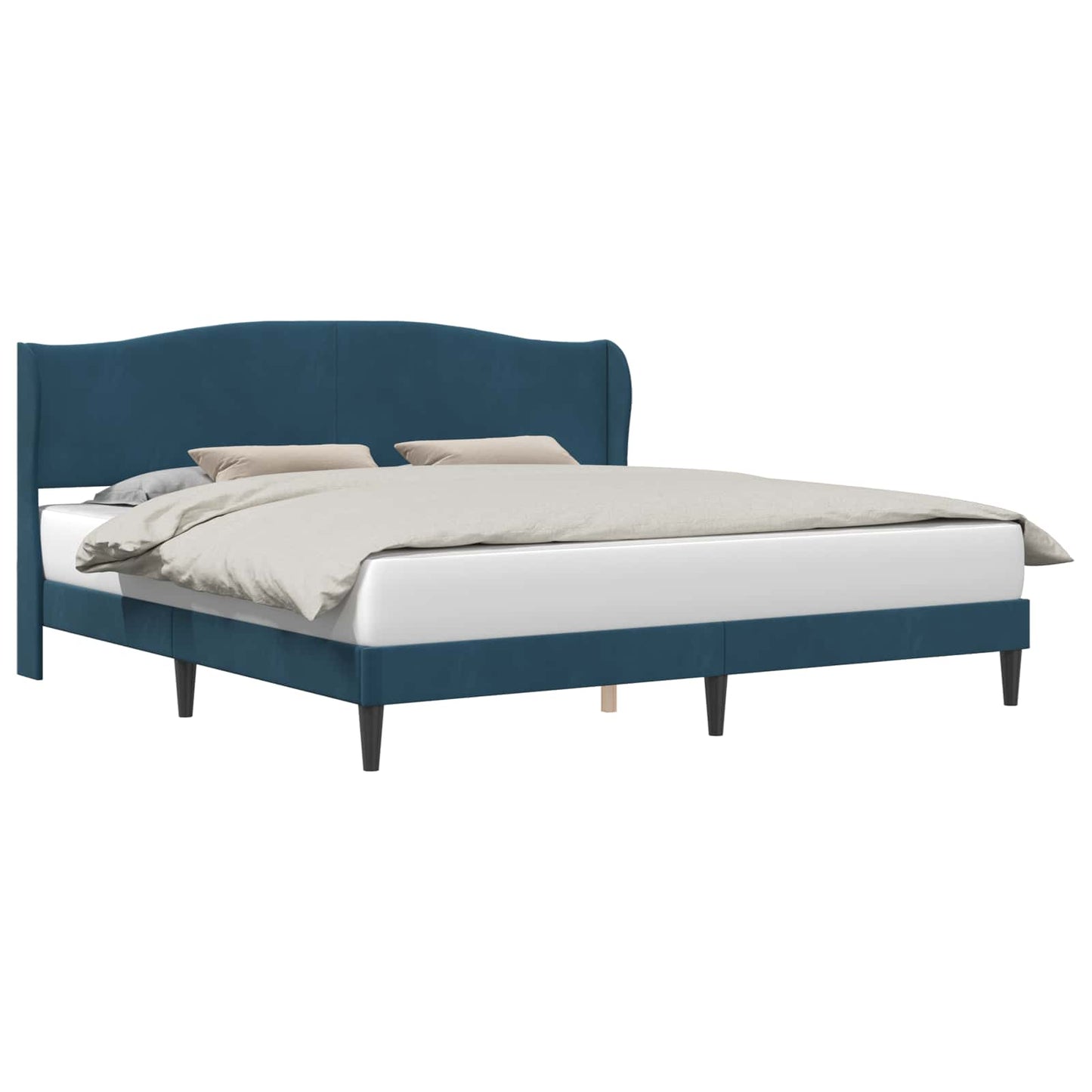 Struttura del letto con testiera Blu 200 x 200 cm Velluto
