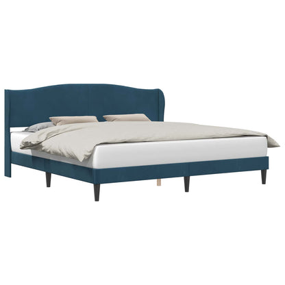 Struttura del letto con testiera Blu 200 x 200 cm Velluto
