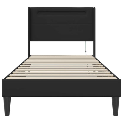 Struttura del letto con strisce LED Nero 80 x 200 cm Similpelle | homemem39