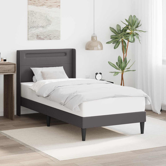 Struttura del letto con testiera Grigio 90 x 190 cm Similpelle | homemem39