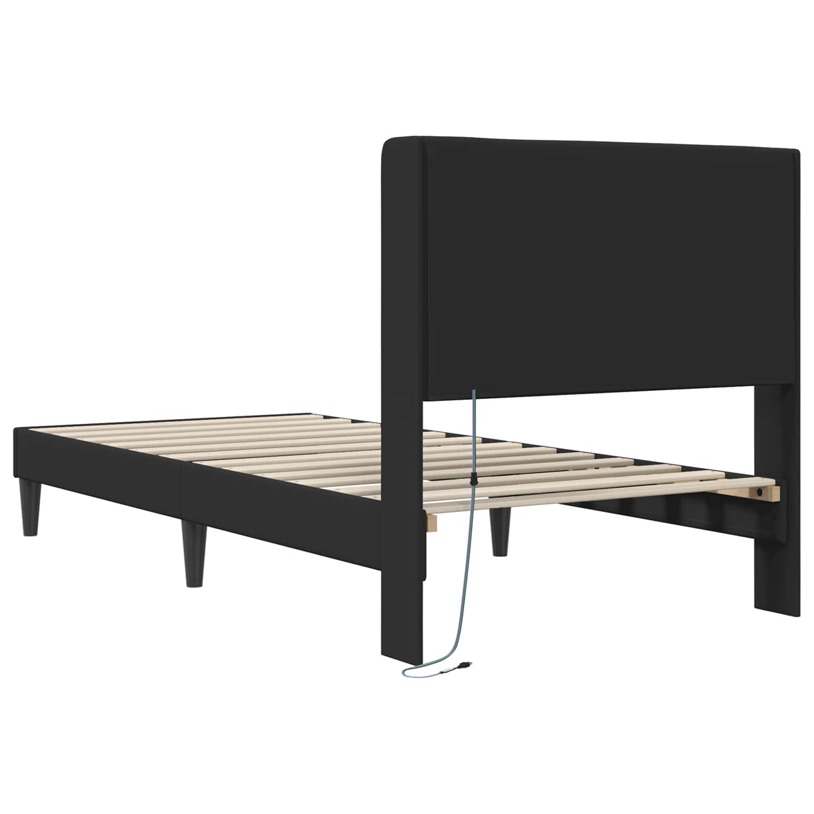 Struttura del letto con strisce LED Nero 90 x 190 cm Similpelle | homemem39