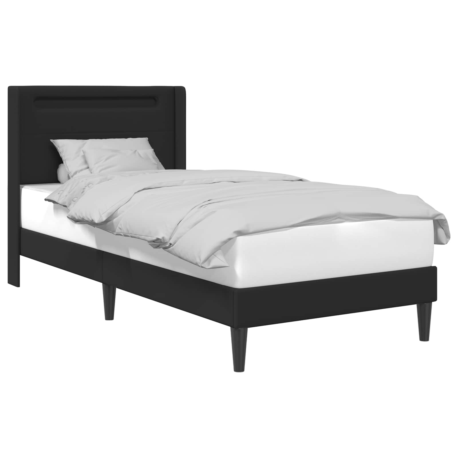 Struttura del letto con strisce LED Nero 90 x 190 cm Similpelle | homemem39