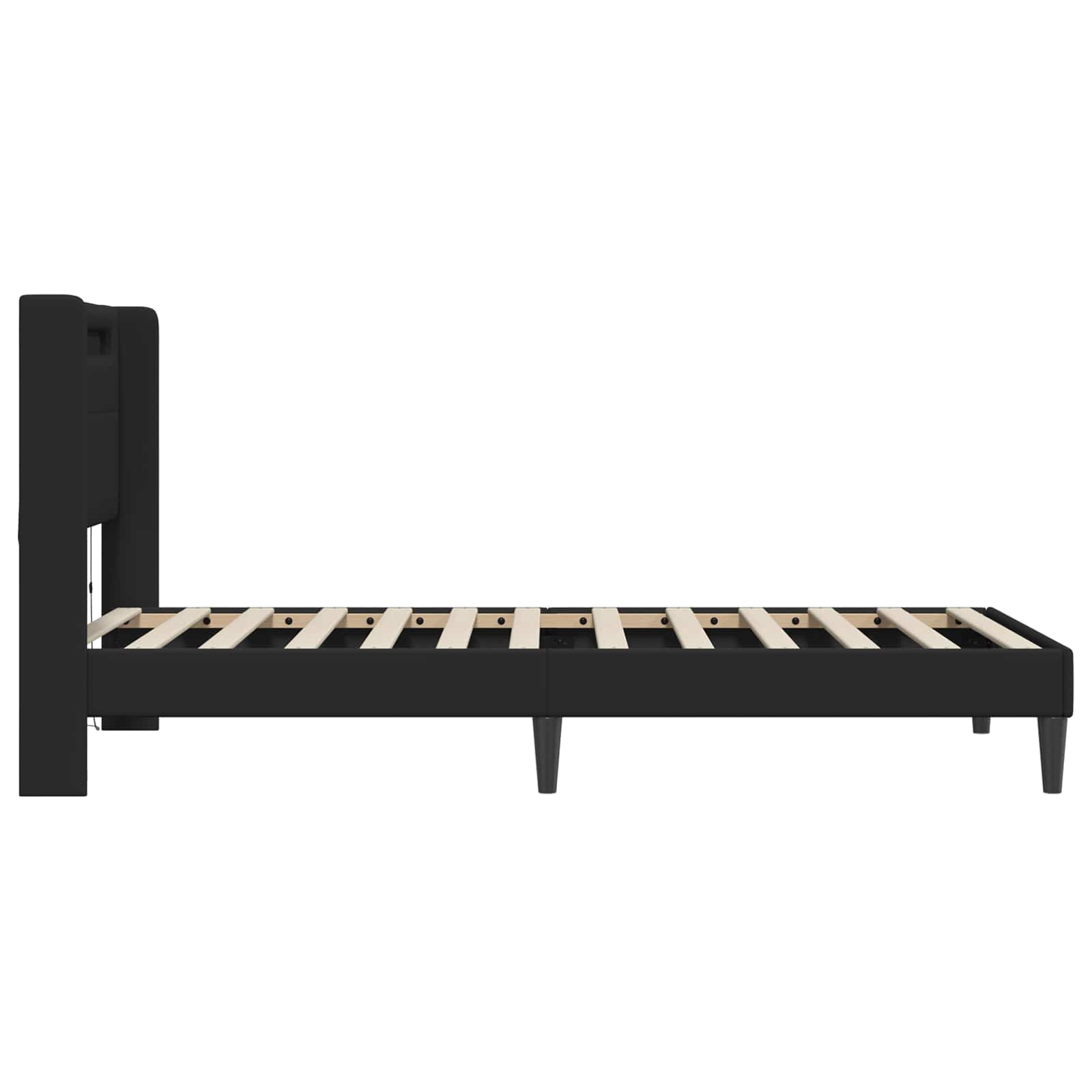 Struttura del letto con strisce LED Nero 90 x 190 cm Similpelle | homemem39