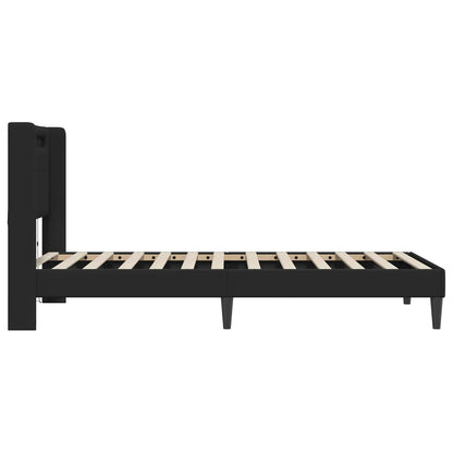 Struttura del letto con strisce LED Nero 90 x 190 cm Similpelle | homemem39