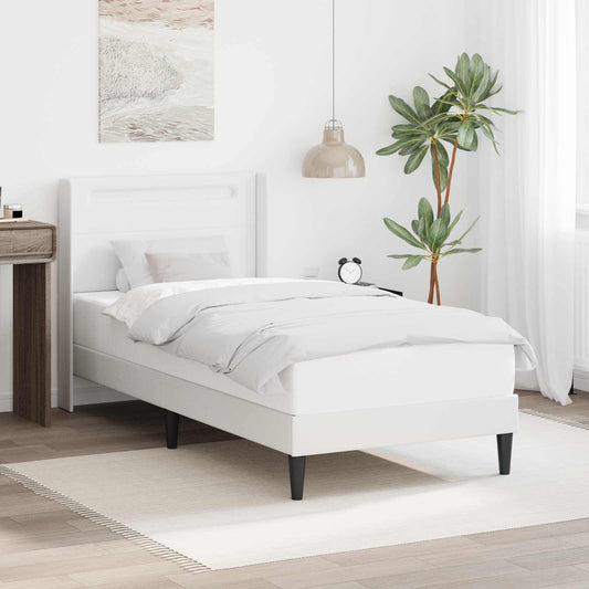 Struttura del letto con testiera Bianco 90 x 190 cm Similpelle | homemem39