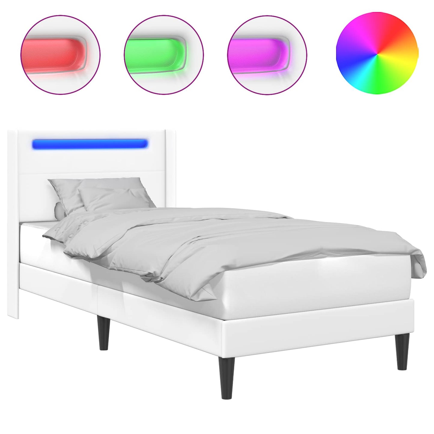 Struttura del letto con testiera Bianco 90 x 190 cm Similpelle | homemem39