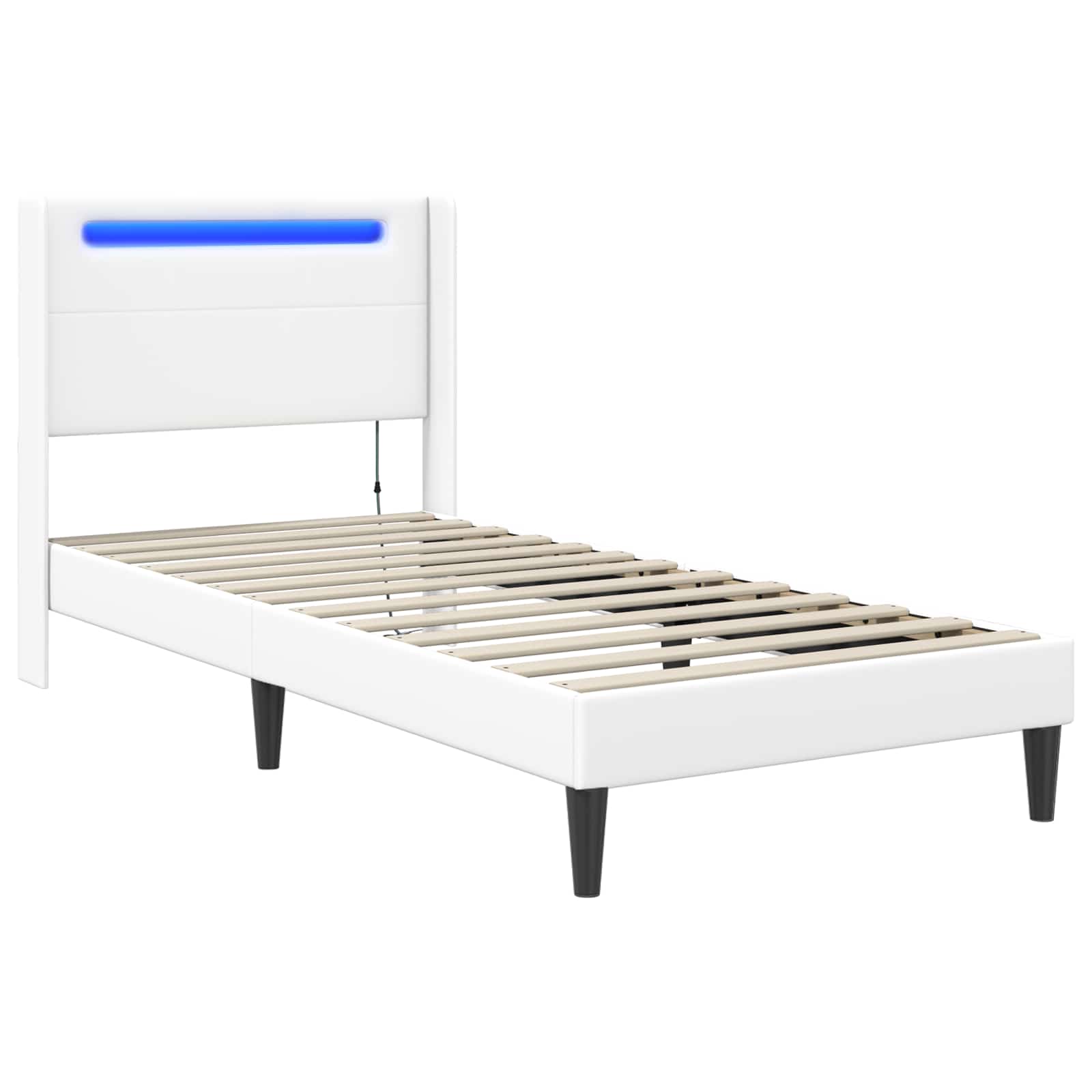 Struttura del letto con testiera Bianco 90 x 190 cm Similpelle | homemem39