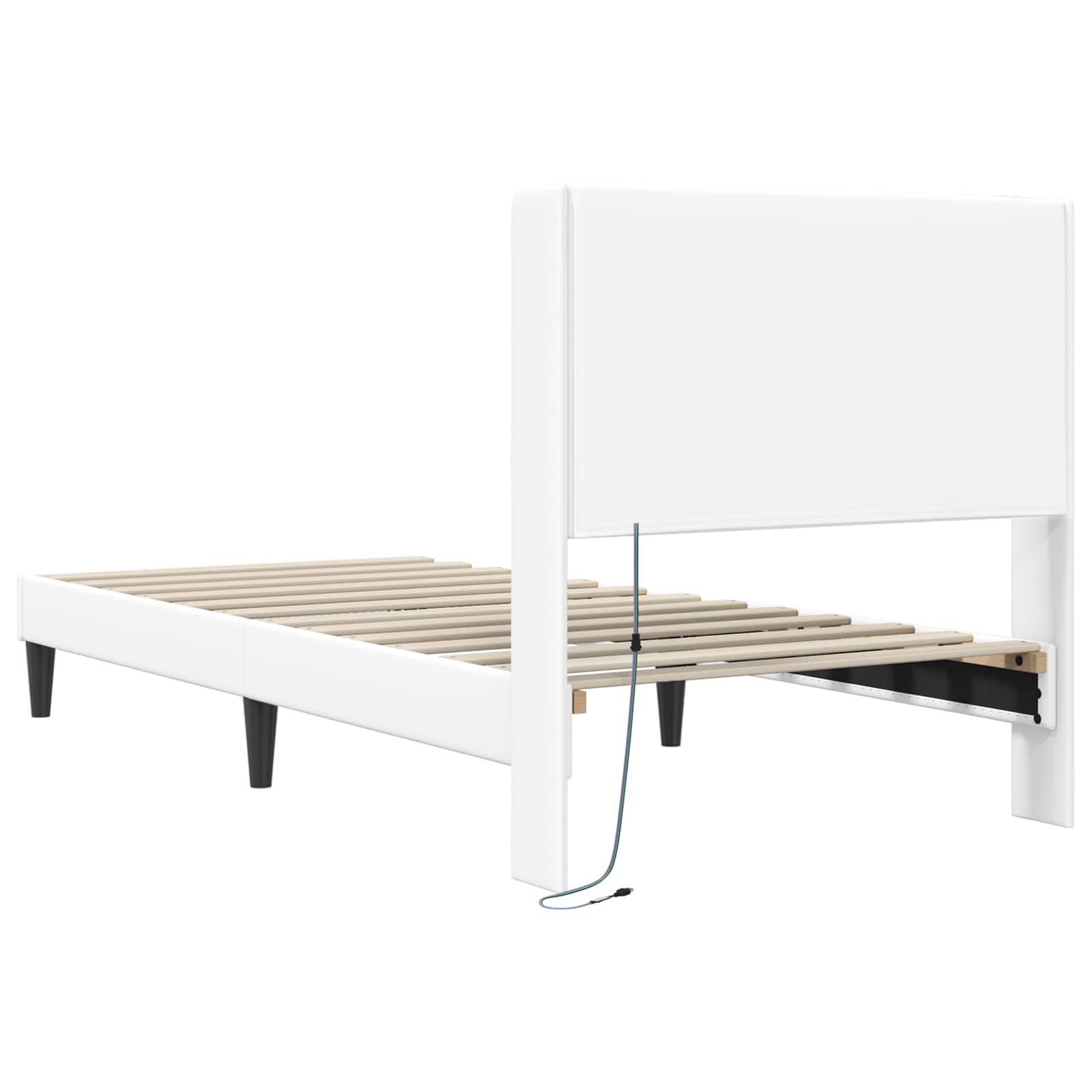 Struttura del letto con testiera Bianco 90 x 190 cm Similpelle | homemem39