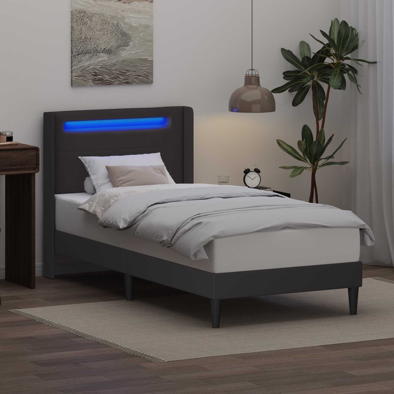 Struttura del letto con testiera Grigio 90 x 200 cm Similpelle | homemem39