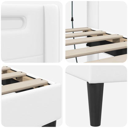 Struttura del letto con testiera Bianco 90 x 200 cm Similpelle | homemem39