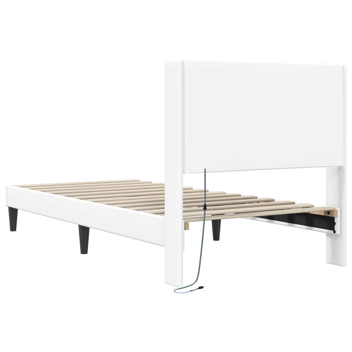 Struttura del letto con testiera Bianco 90 x 200 cm Similpelle | homemem39