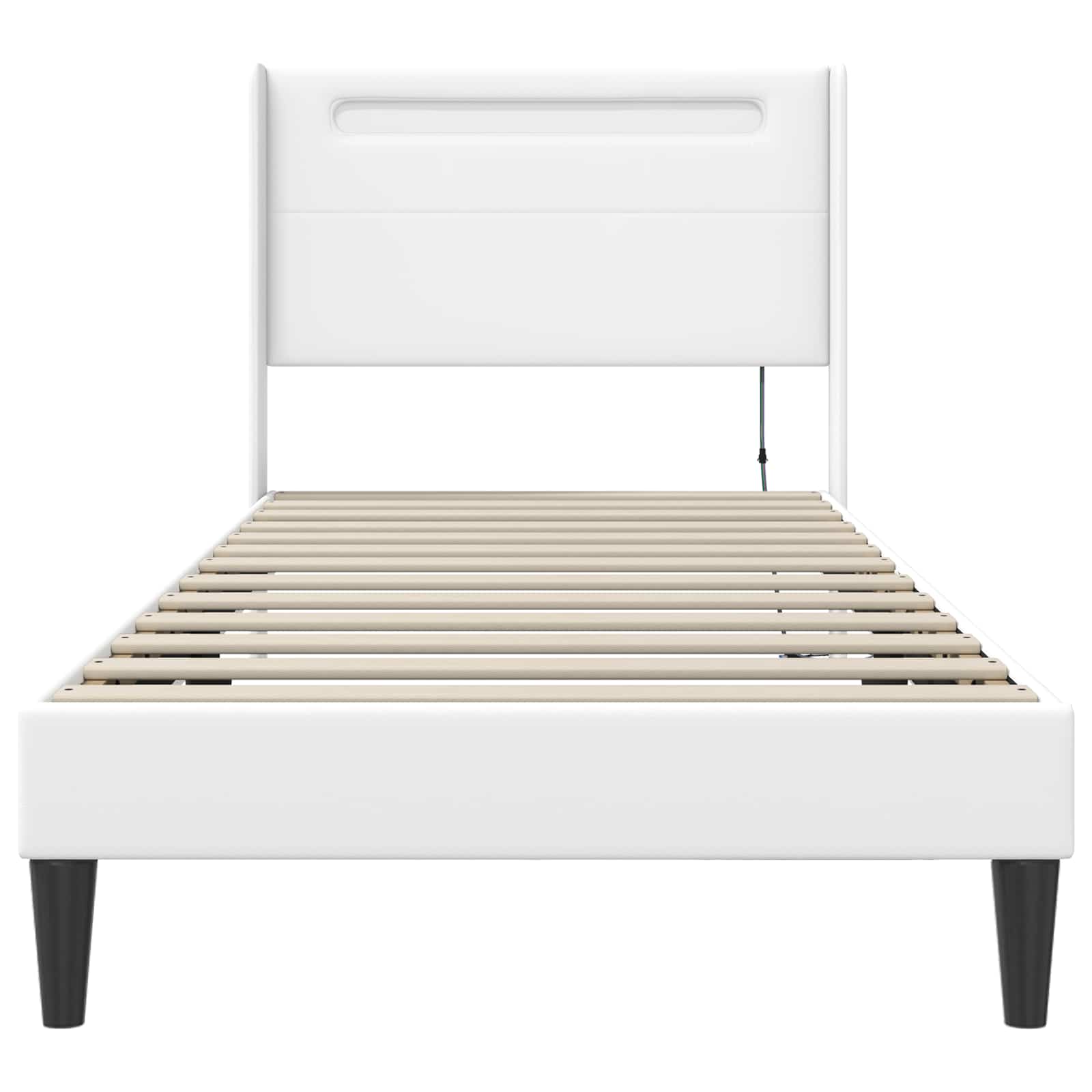 Struttura del letto con testiera Bianco 90 x 200 cm Similpelle | homemem39