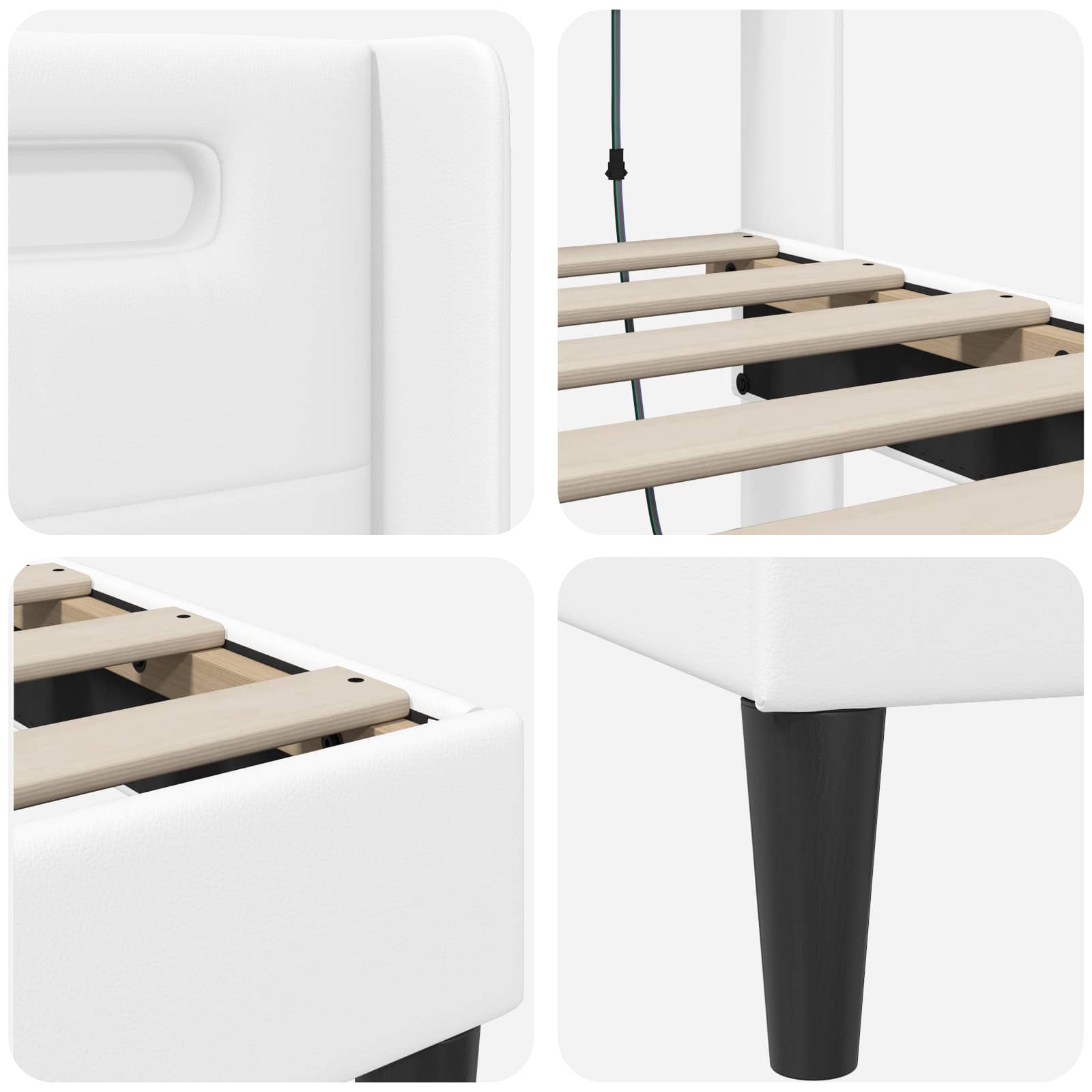 Struttura del letto con testiera Bianco 100 x 200 cm Similpelle | homemem39