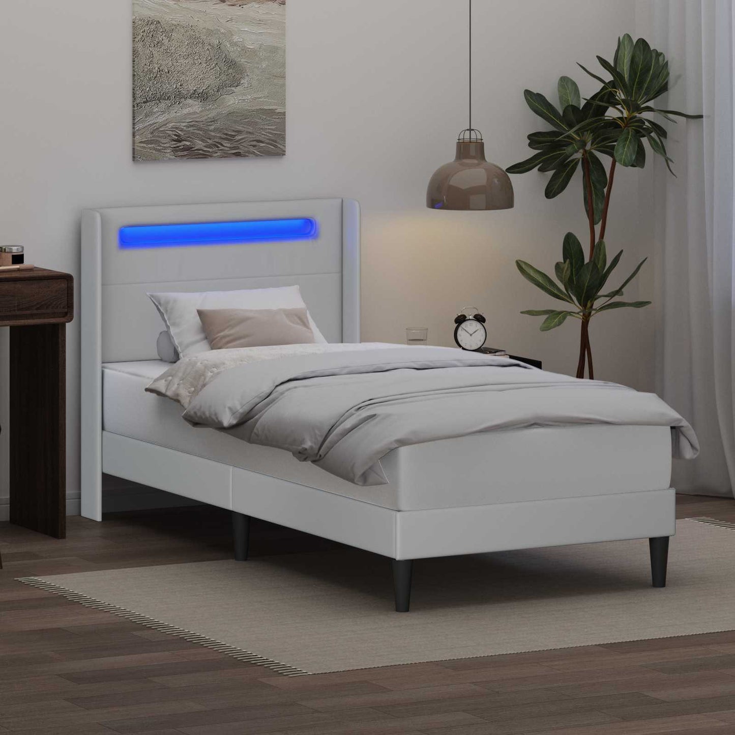 Struttura del letto con testiera Bianco 100 x 200 cm Similpelle | homemem39