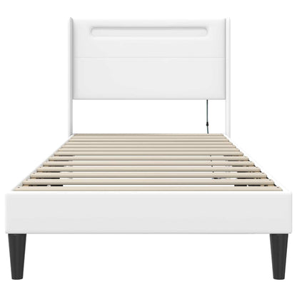 Struttura del letto con testiera Bianco 100 x 200 cm Similpelle | homemem39