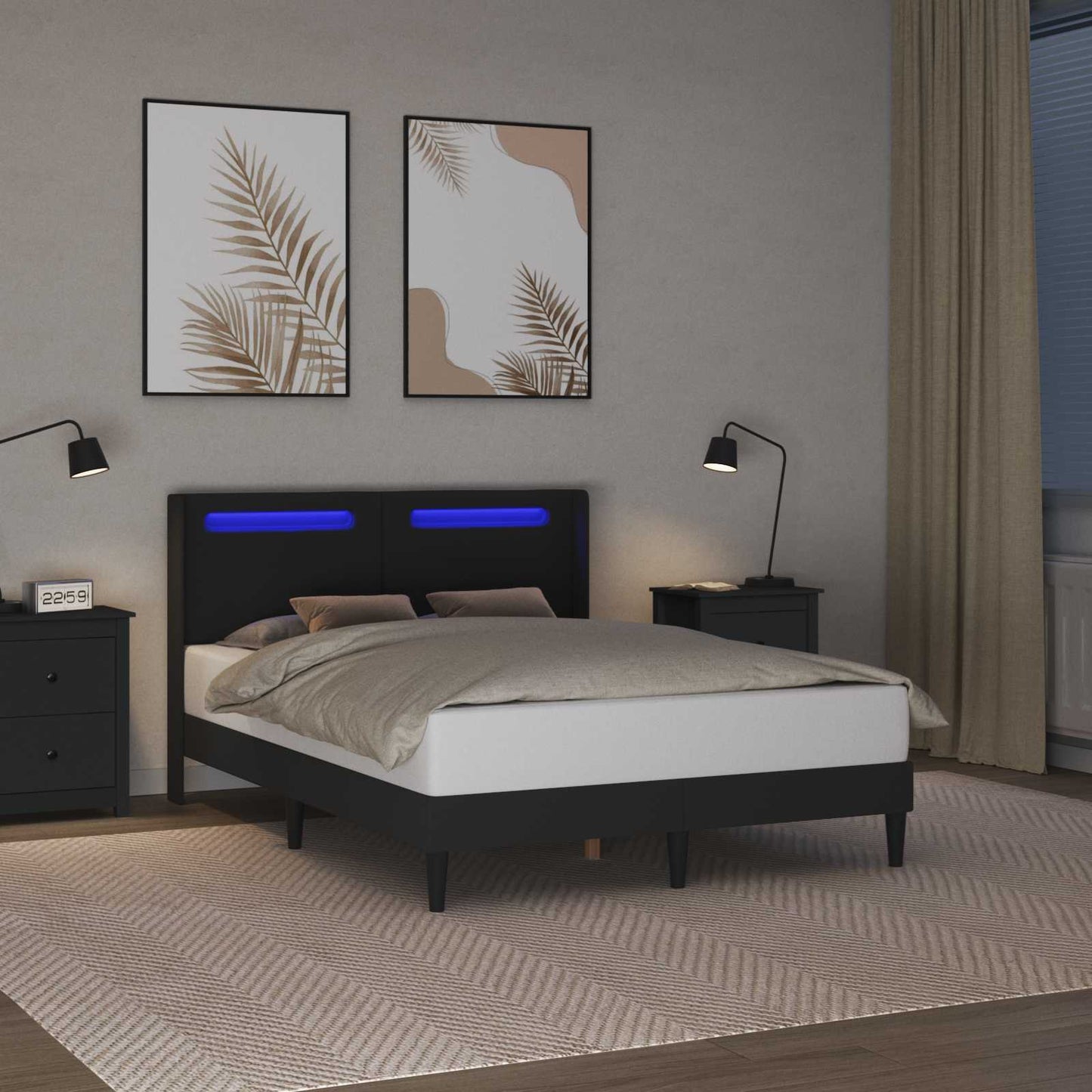 Struttura del letto con testiera Nero 120 x 200 cm Similpelle | homemem39