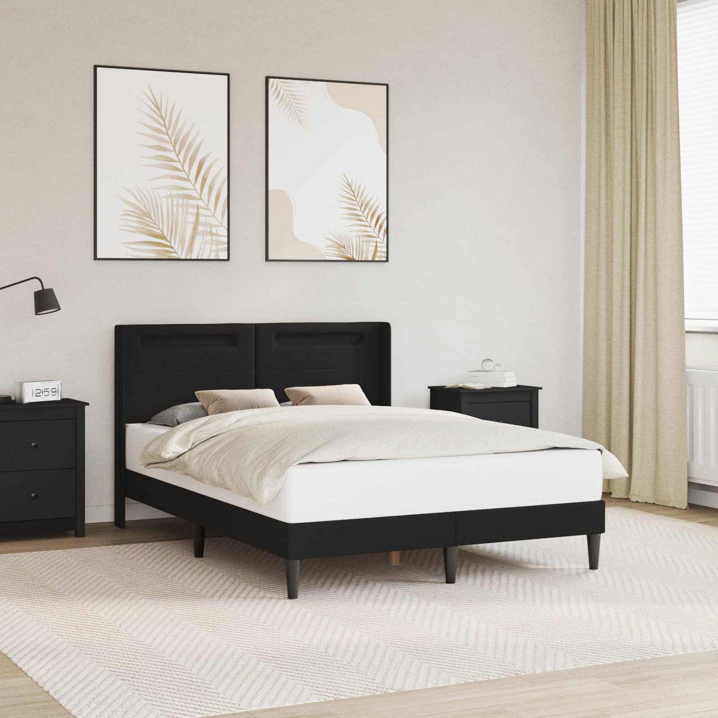 Struttura del letto con testiera Nero 120 x 200 cm Similpelle | homemem39