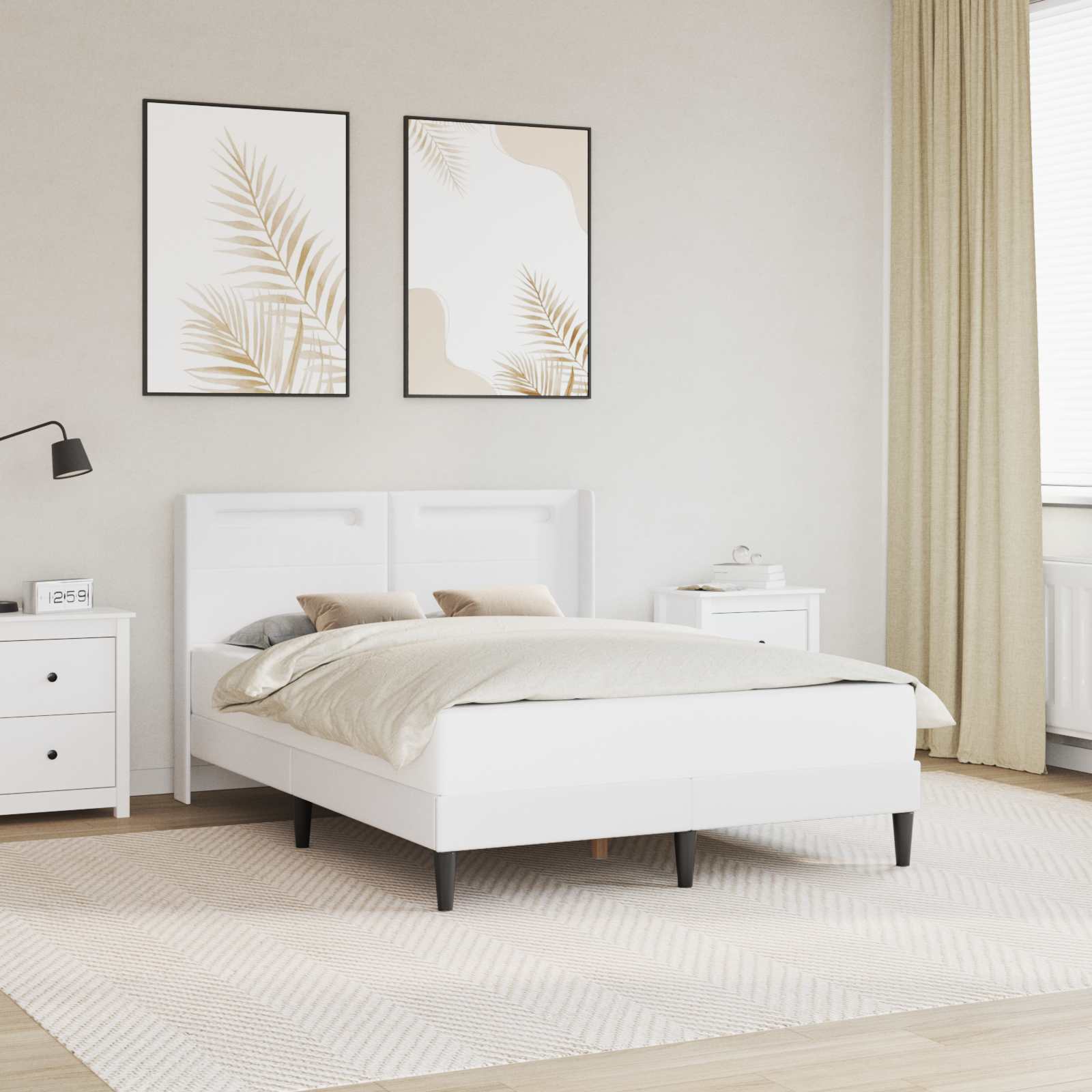 Struttura del letto con testiera Bianco 120 x 200 cm Similpelle | homemem39