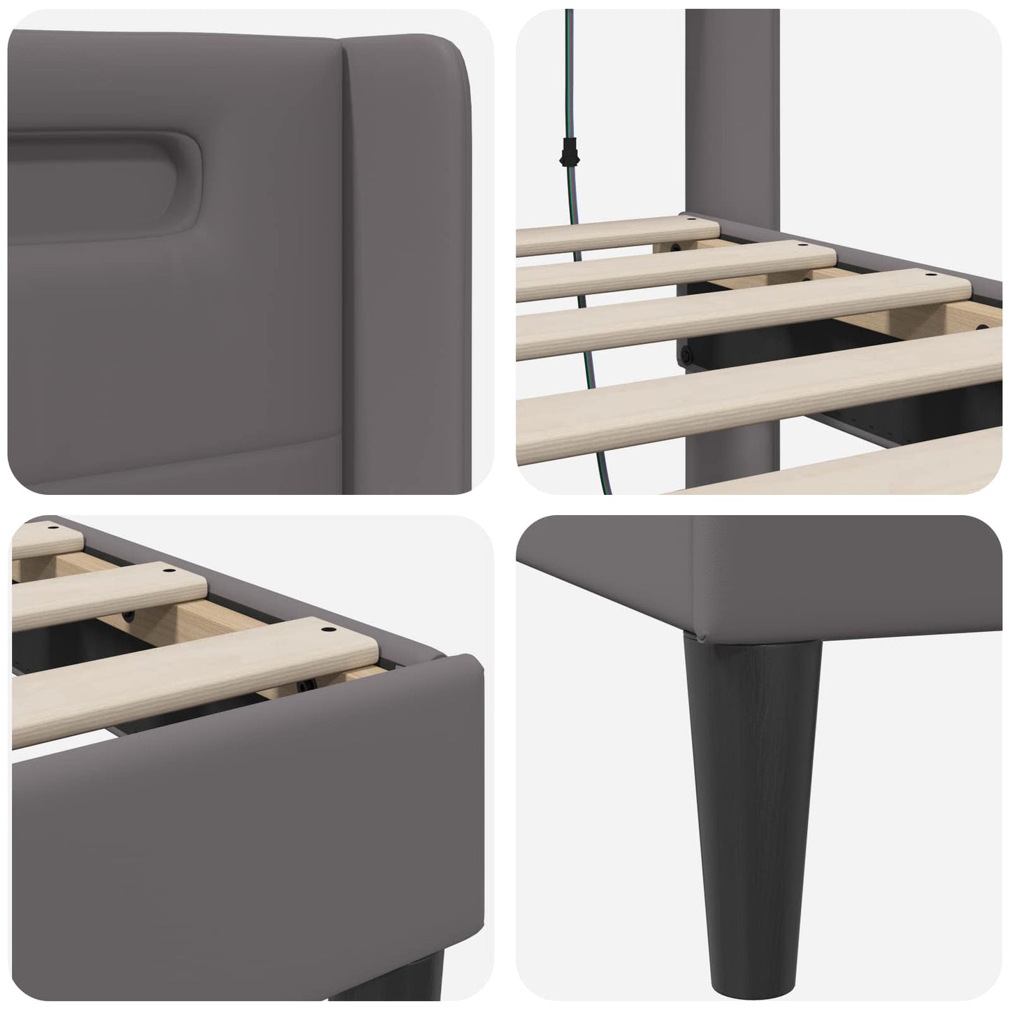 Struttura del letto con testiera Grigio 140 x 190 cm Similpelle | homemem39