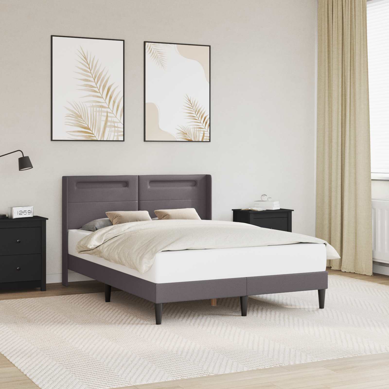 Struttura del letto con testiera Grigio 140 x 190 cm Similpelle | homemem39