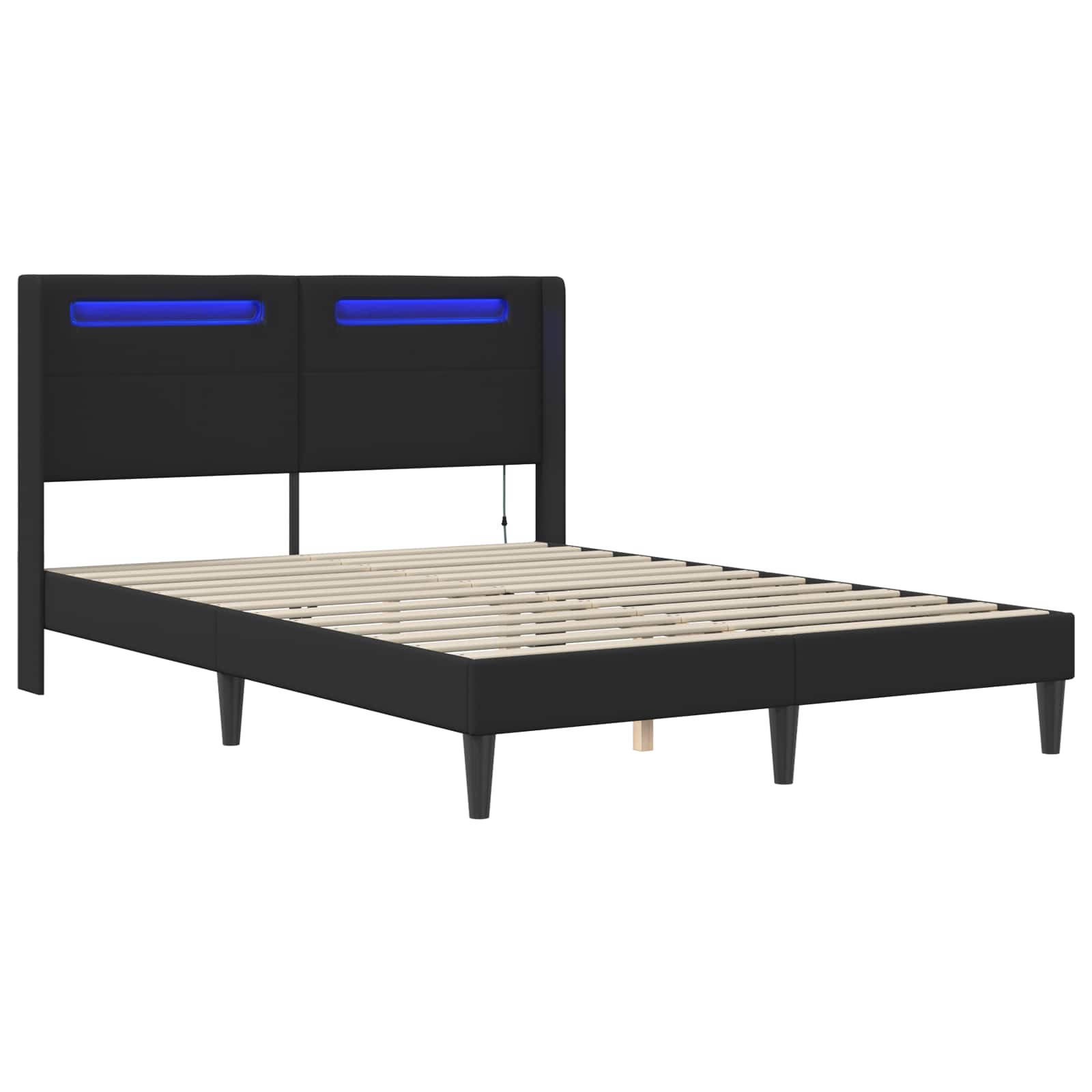 Struttura del letto con testiera Nero 140 x 190 cm Similpelle | homemem39