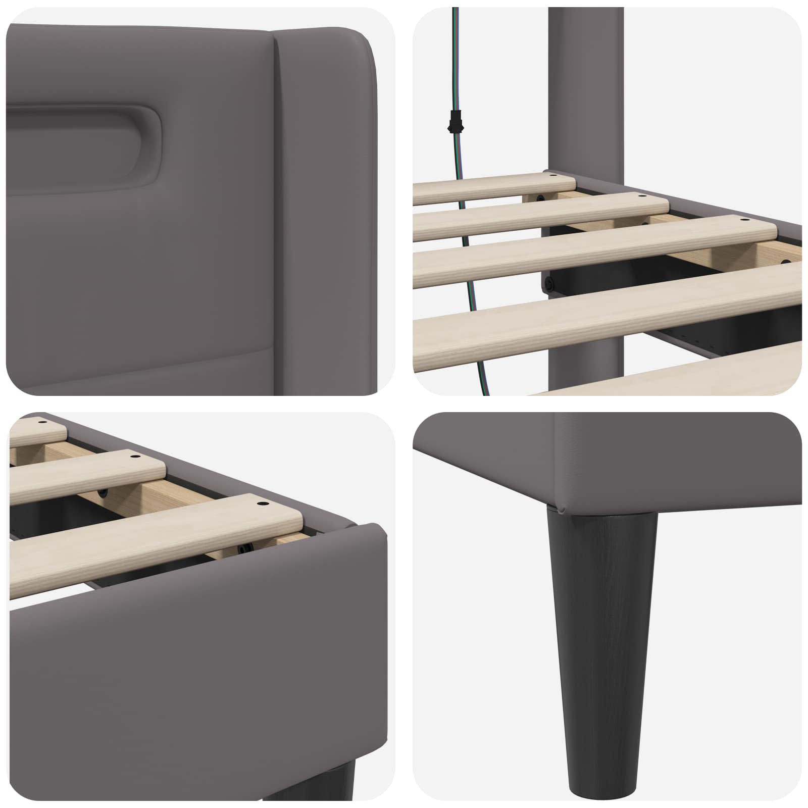 Struttura del letto con testiera Grigio 180 x 200 cm Similpelle | homemem39
