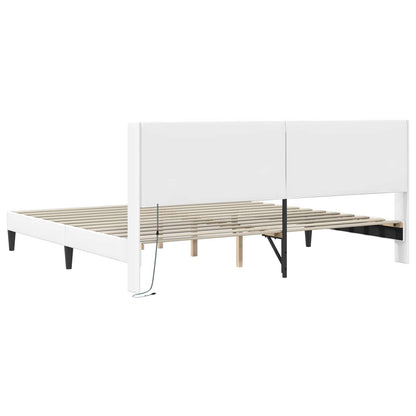 Struttura del letto con testiera Bianco 180 x 200 cm Similpelle | homemem39