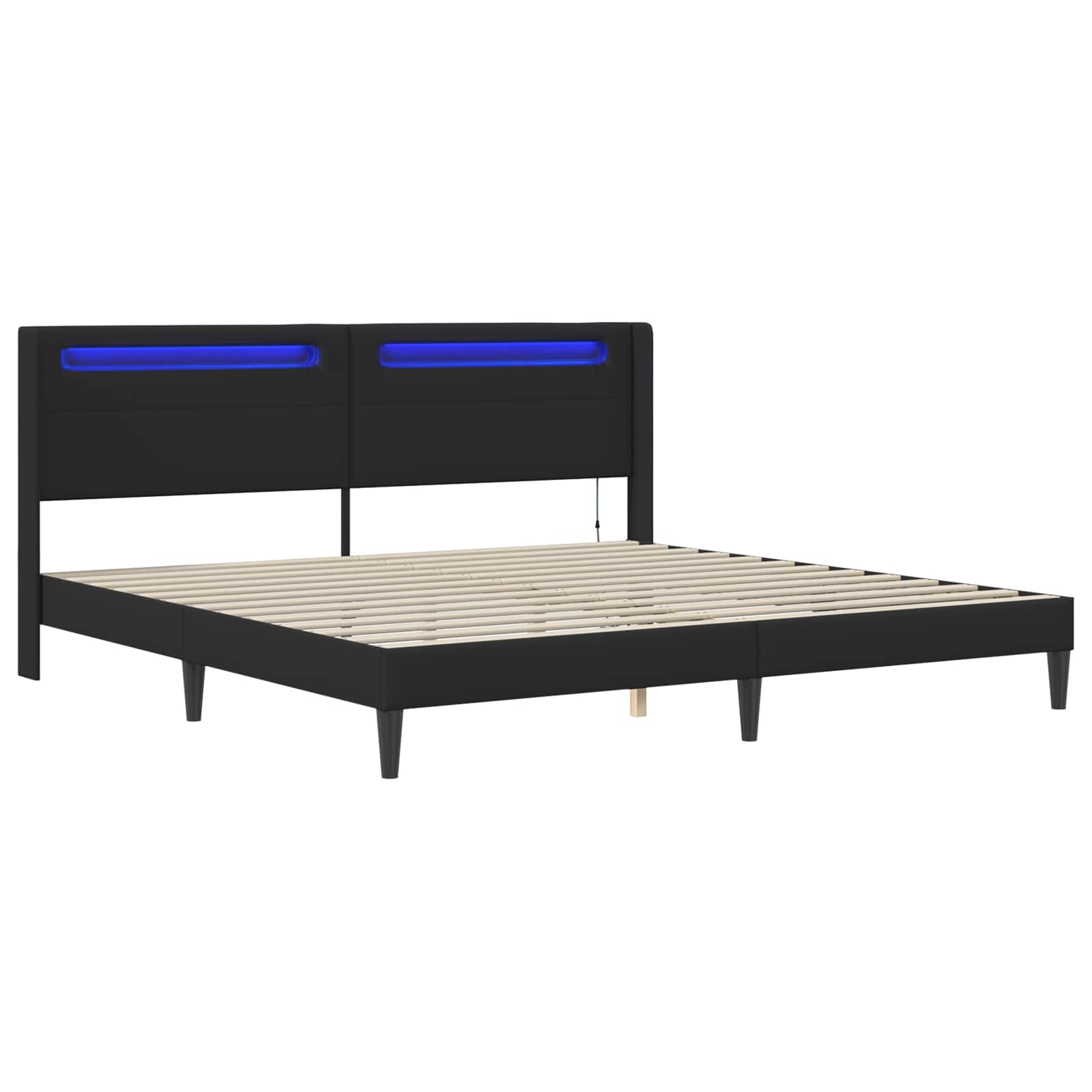 Struttura del letto con strisce LED Nero 200 x200 cm Similpelle | homemem39