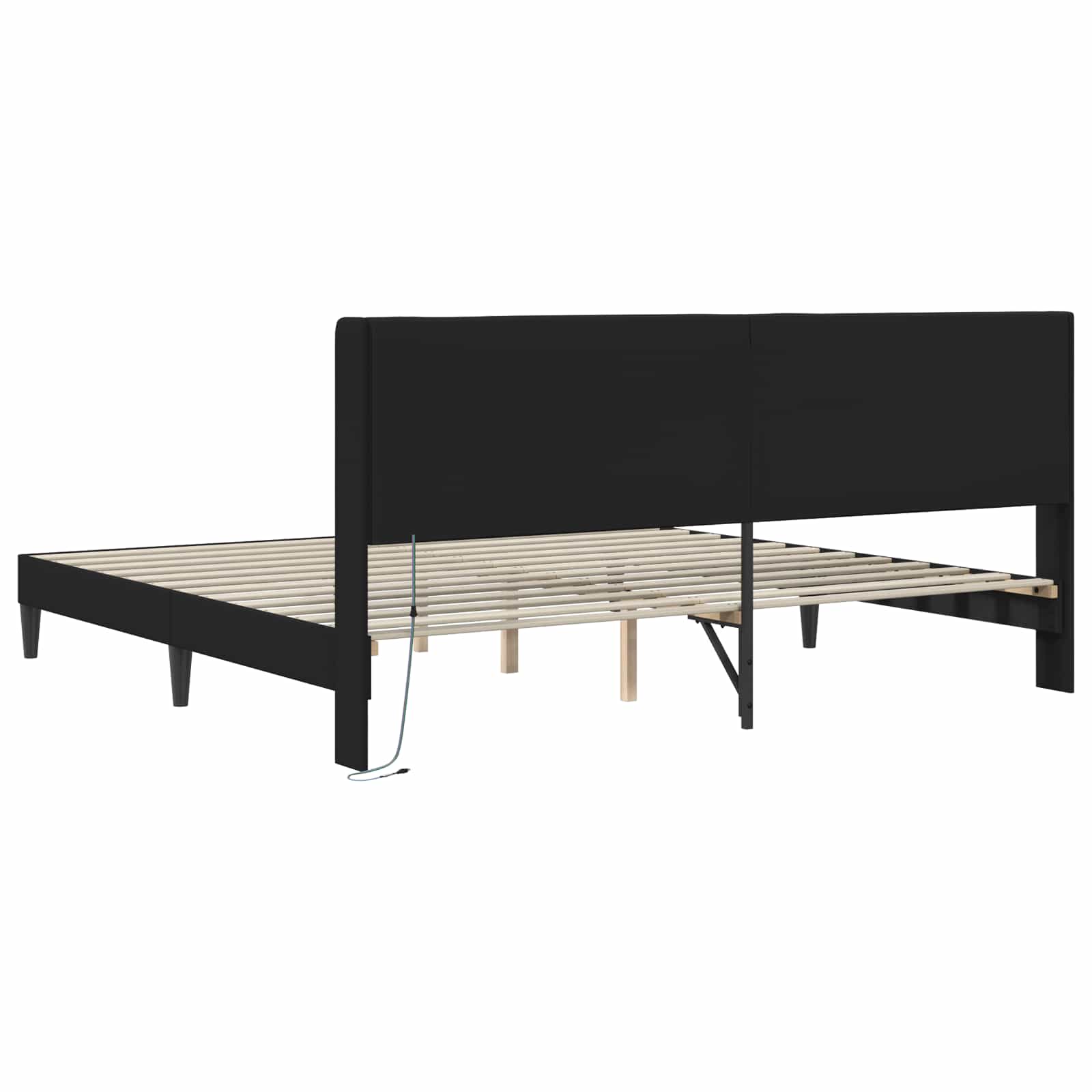 Struttura del letto con strisce LED Nero 200 x200 cm Similpelle | homemem39