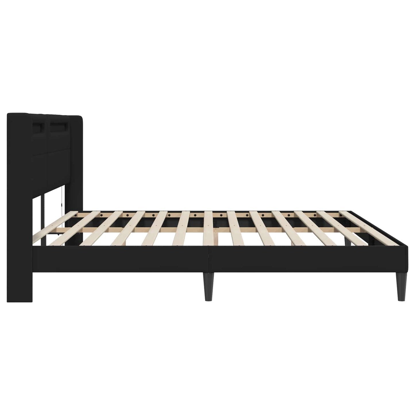 Struttura del letto con strisce LED Nero 200 x200 cm Similpelle | homemem39