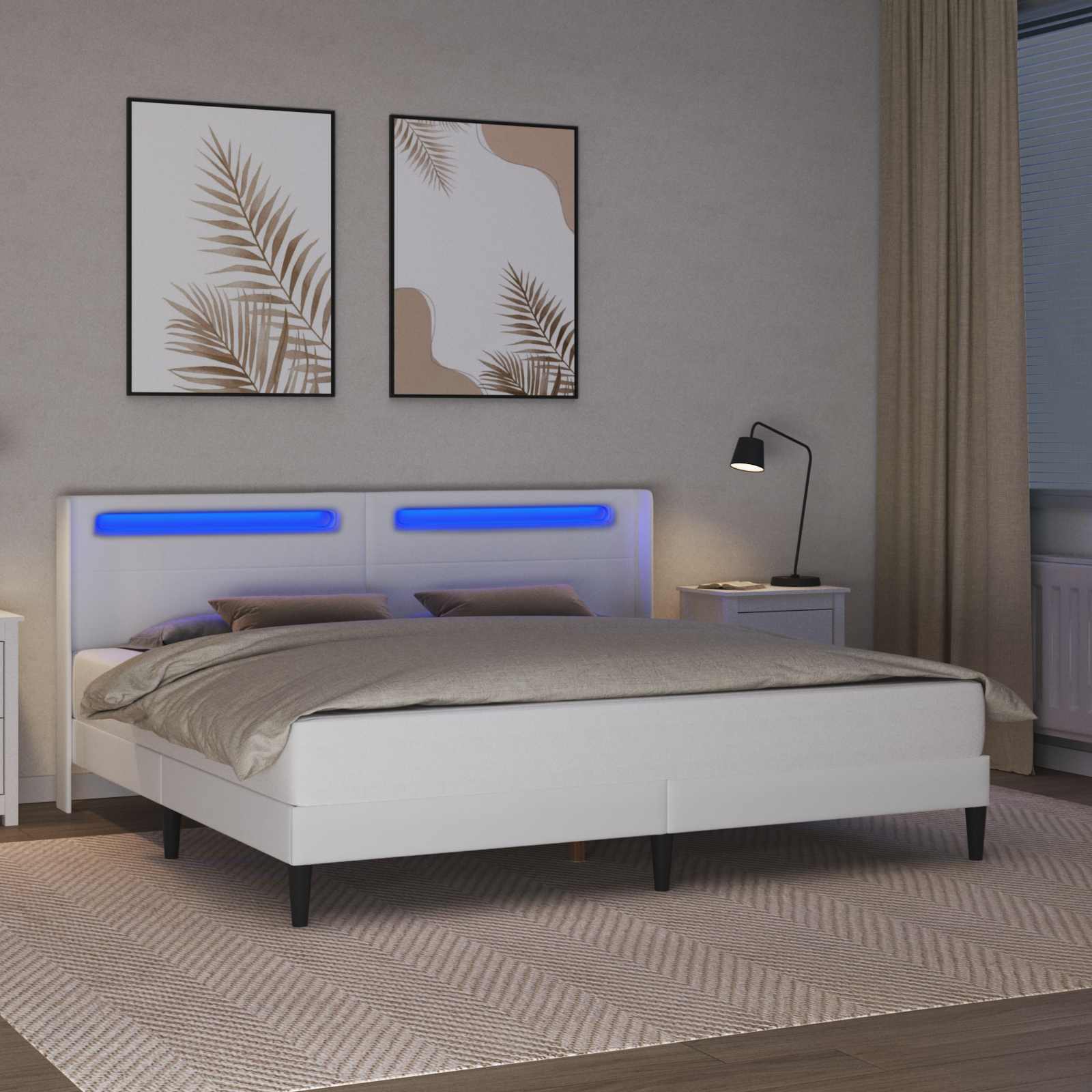 Struttura del letto con testiera Bianco 200 x200 cm Similpelle | homemem39