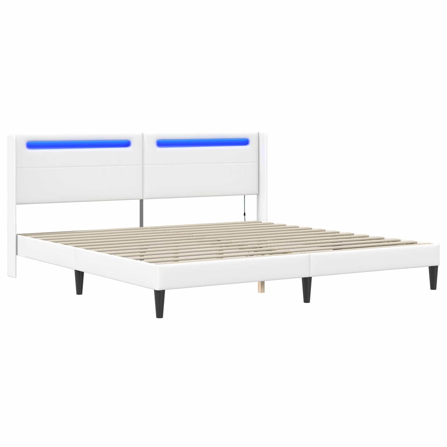 Struttura del letto con testiera Bianco 200 x200 cm Similpelle | homemem39