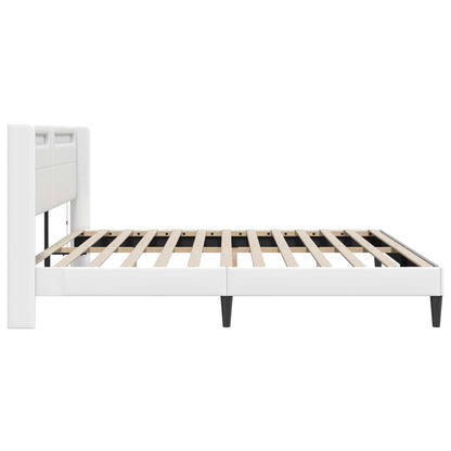 Struttura del letto con testiera Bianco 200 x200 cm Similpelle | homemem39