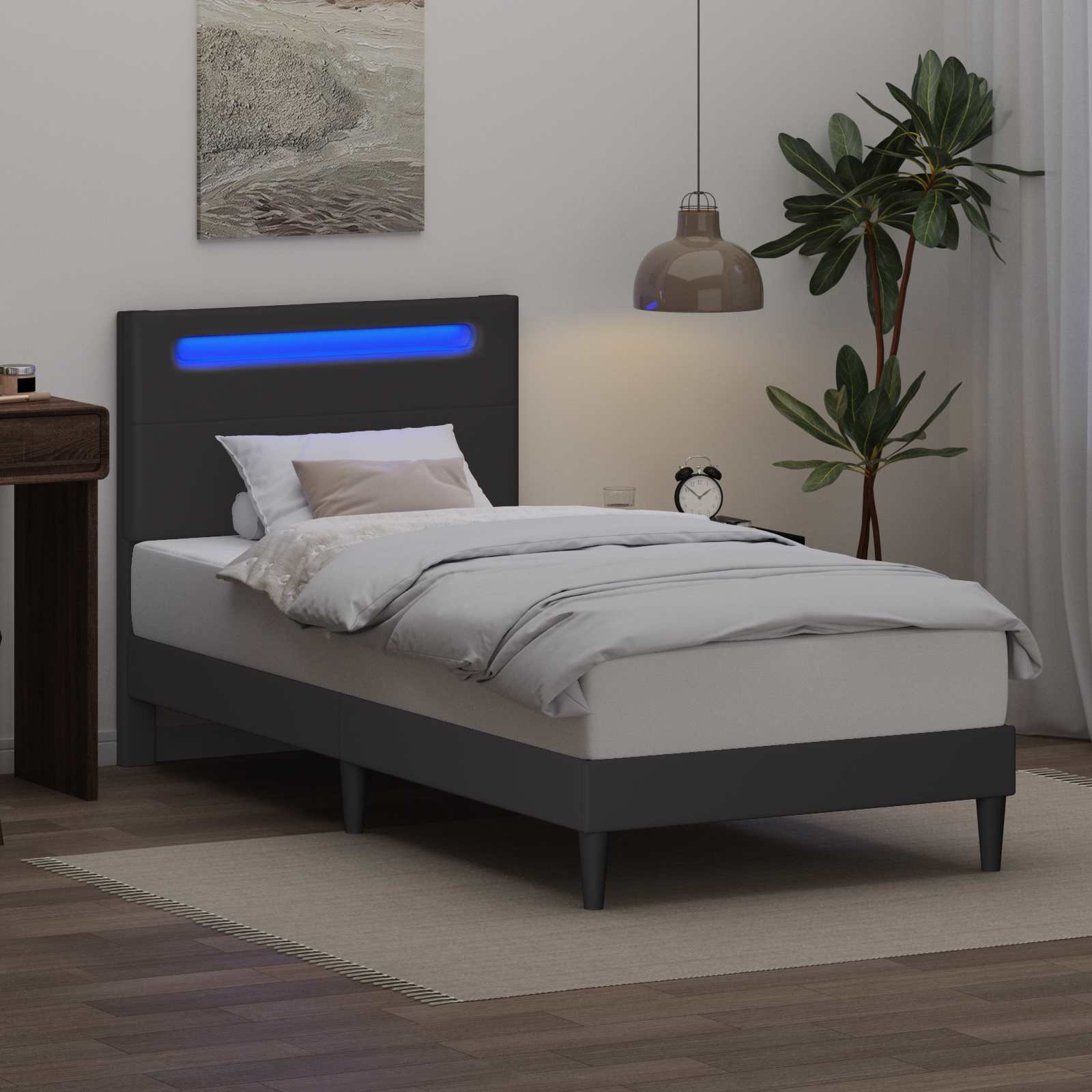 Struttura del letto con testiera Grigio 80 x 200 cm Similpelle | homemem39