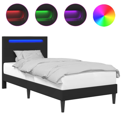 Struttura del letto con strisce LED Nero 80 x 200 cm Similpelle | homemem39